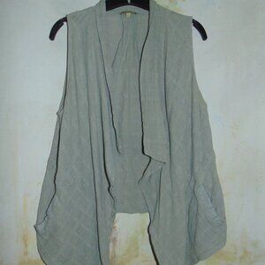 Democracy Cardigan Sleeveless Lightweight Gray Brushed Cotton Shrug Cottagecore